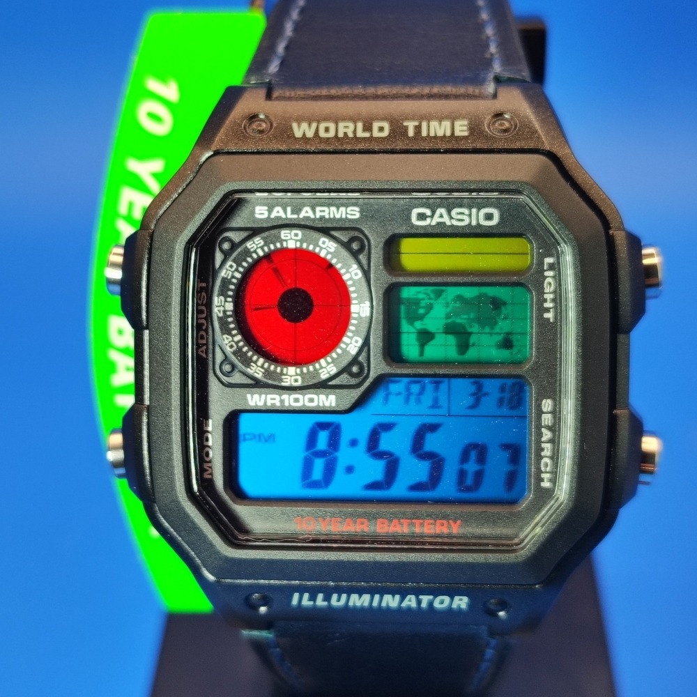 New! 2026 Casio AE1200WH Royale World Time Stained Glass Dial Mens Quartz Watch